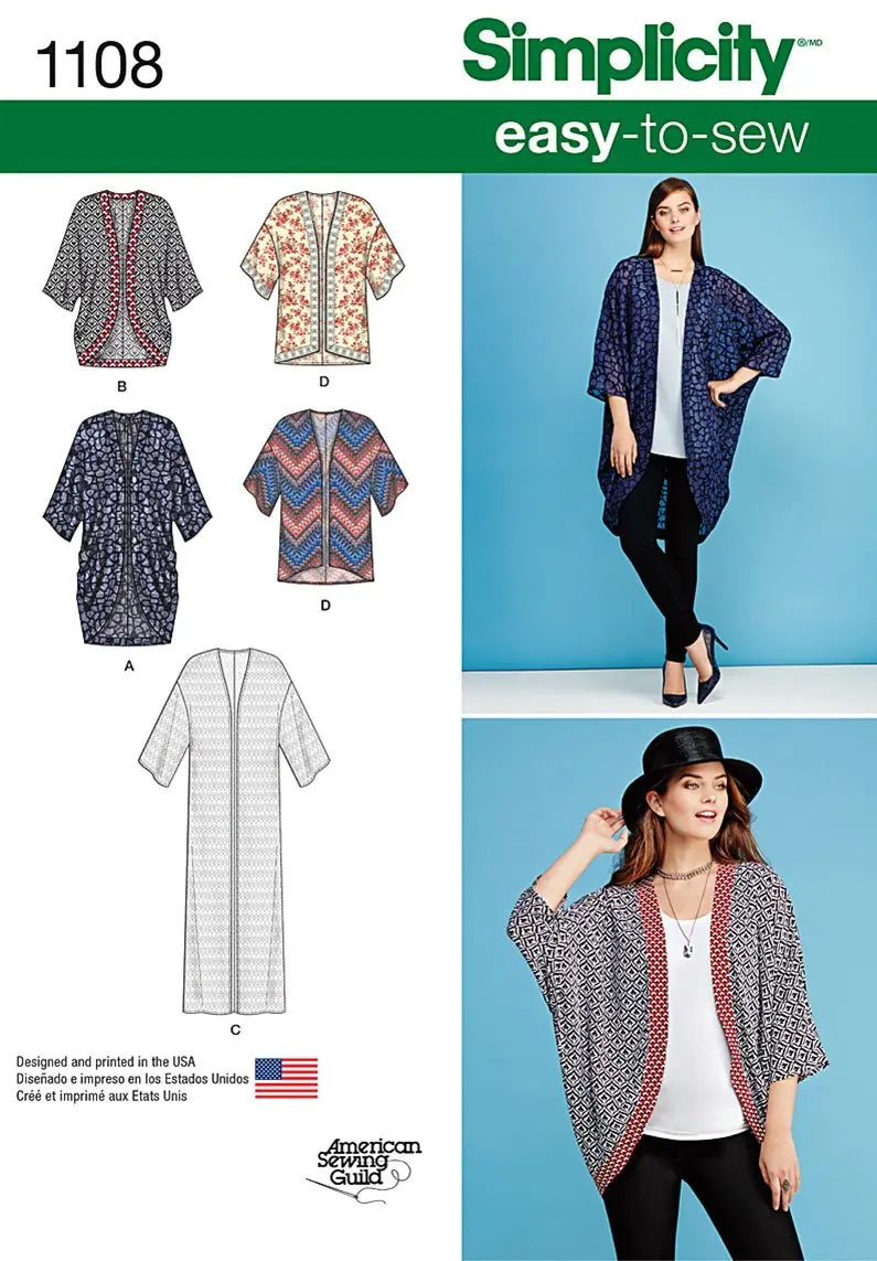 Simplicity Pattern 1108 Misses' Kimono's In Different Styles 2