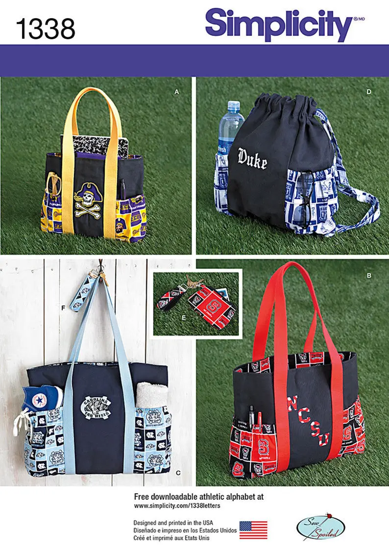 Simplicity Pattern 1338 Tote Bags, Backpack And Purse 1