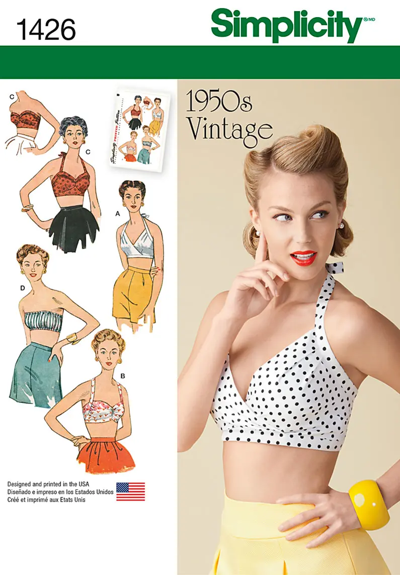 Simplicity Pattern 1426 Misses' Vintage 1950'S Bra Tops 2