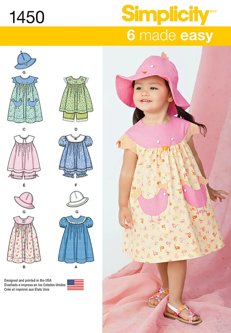 Simplicity Pattern 1450 Toddlers' Dress, Top, Panties And Hat 2