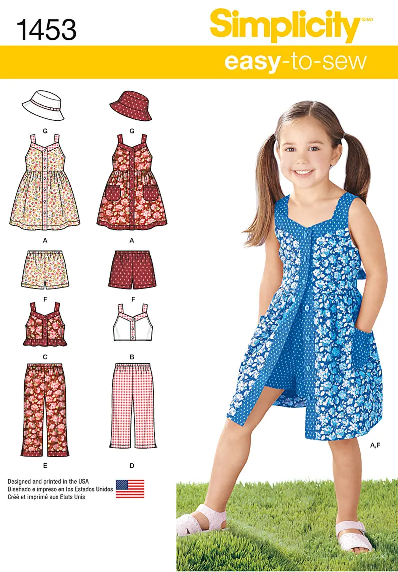 Simplicity Pattern 1453 Child's Dress, Top, Pants Or Shorts And Hat 2