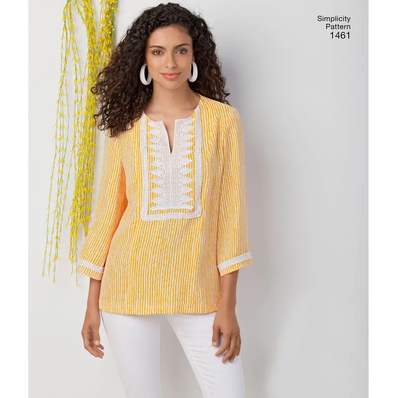 Simplicity Pattern 1461 Misses' And Plus Tunic With Neckline And Sleeve Variations 1
