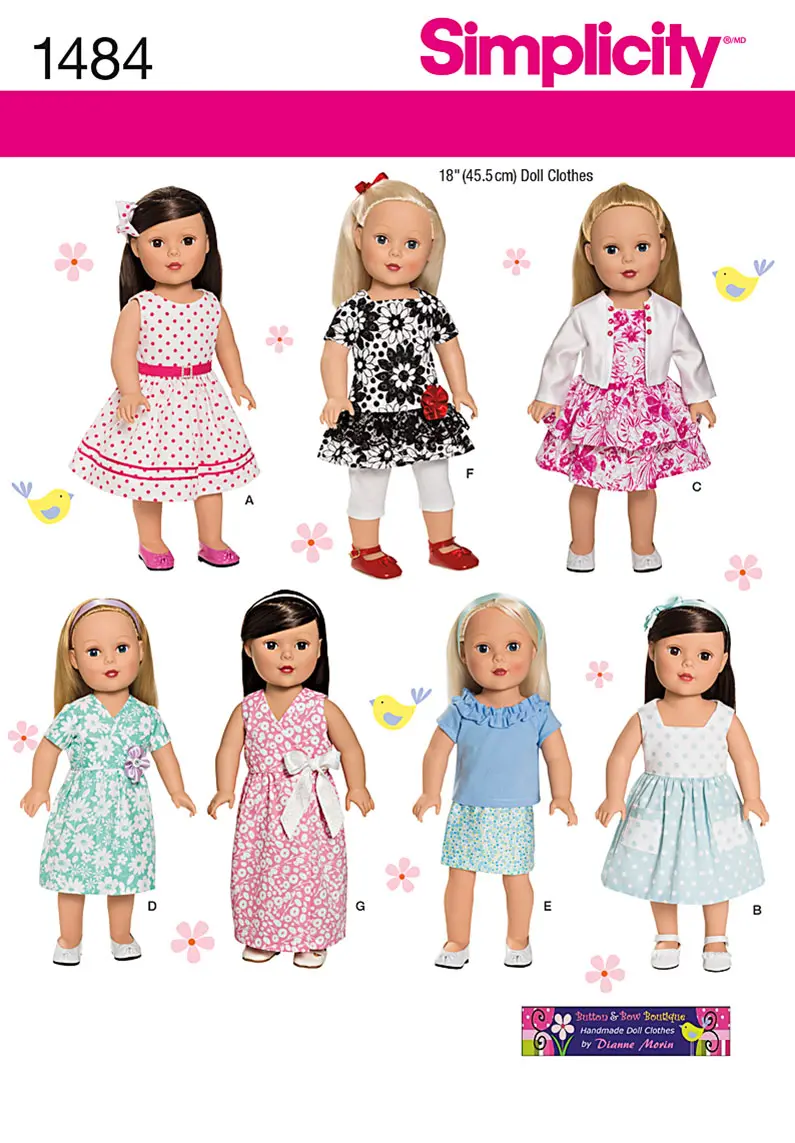 Simplicity Pattern 1484 For 18 Inch Doll Clothes 1