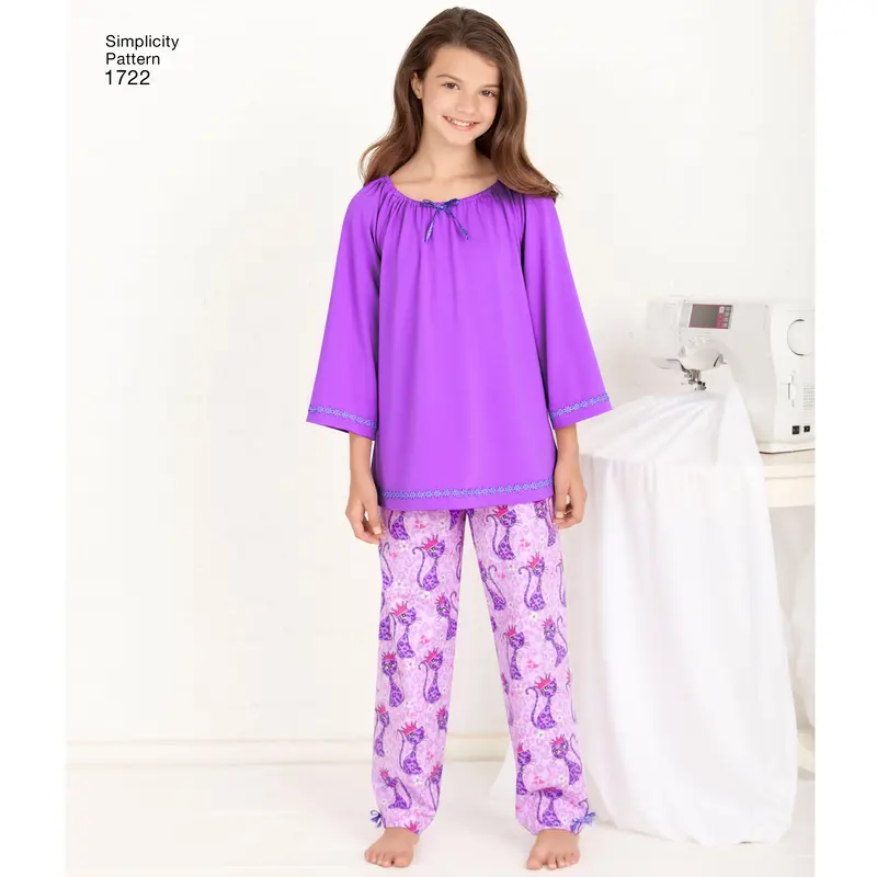 Simplicity Pattern 1722  Child's And Girls' Lounge Dress Top 1