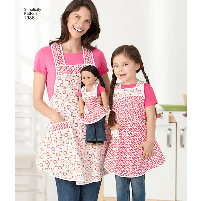 Simplicity Pattern 1936 Aprons For Child's, Misses' And Dolls 1