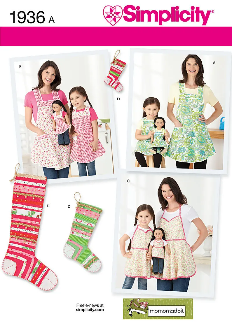 Simplicity Pattern 1936 Aprons For Child's, Misses' And Dolls 2