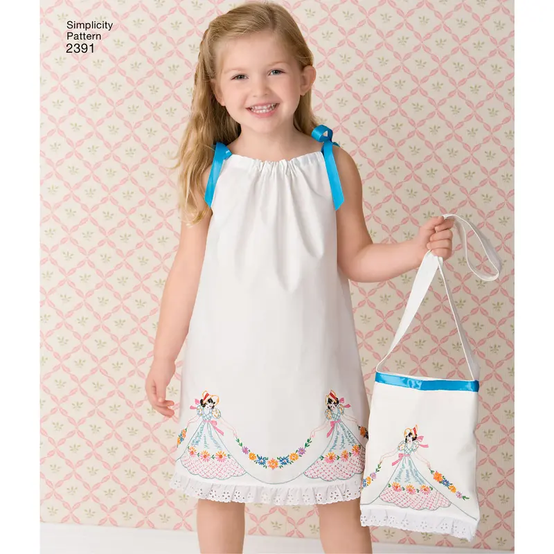 Simplicity Pattern 2391 Child's Pillowcase Dress, Tops, Pants, And Bag 1