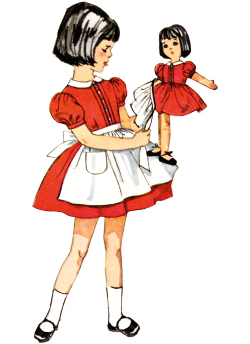 Simplicity Pattern 3117 Children's Dress And Apron, Doll And Dolls' Dress And Apron 1