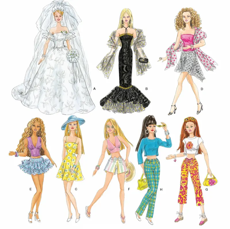 Simplicity Pattern 4719 8 Outfits For 11.5 Inch Fashion Dolls 1
