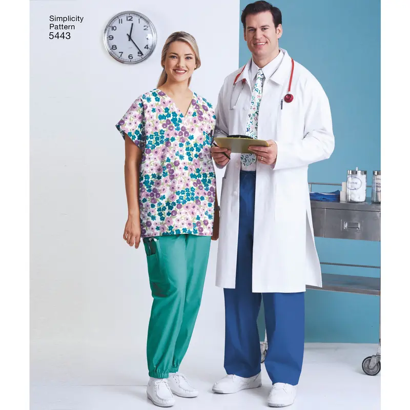 Simplicity Pattern 5443 Plus Size Women And Men Scrub Top 1