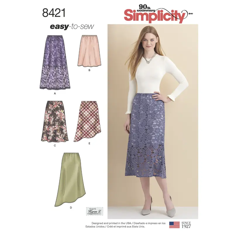Simplicity Pattern 8421 Skirts In Three Lengths With Hem Variations 2