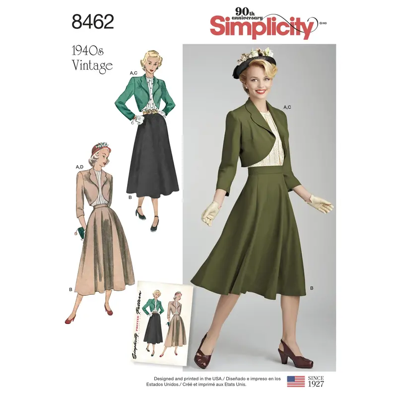Simplicity Pattern 8462 Vintage Blouse Skirt And Lined Bolero 2