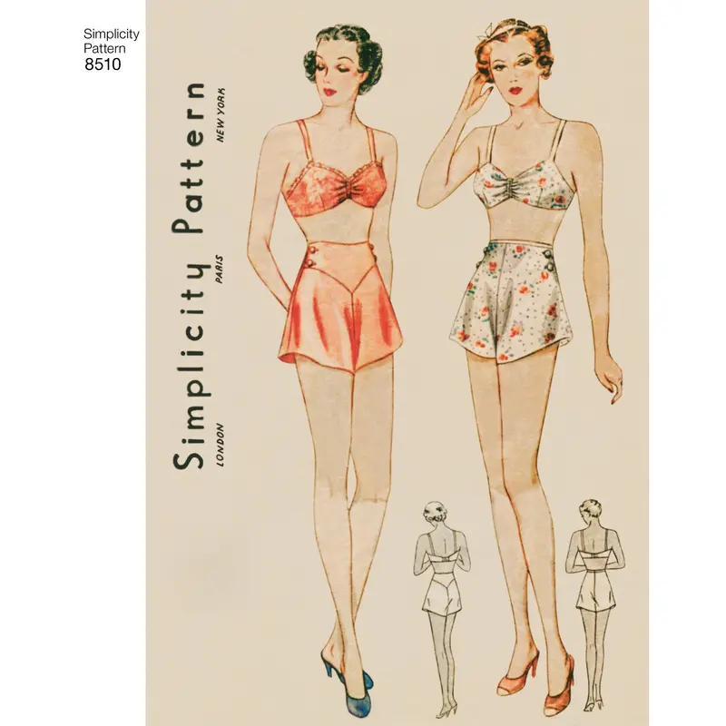 Simplicity Pattern 8510  Miss Vintage Brassiere Panties 1