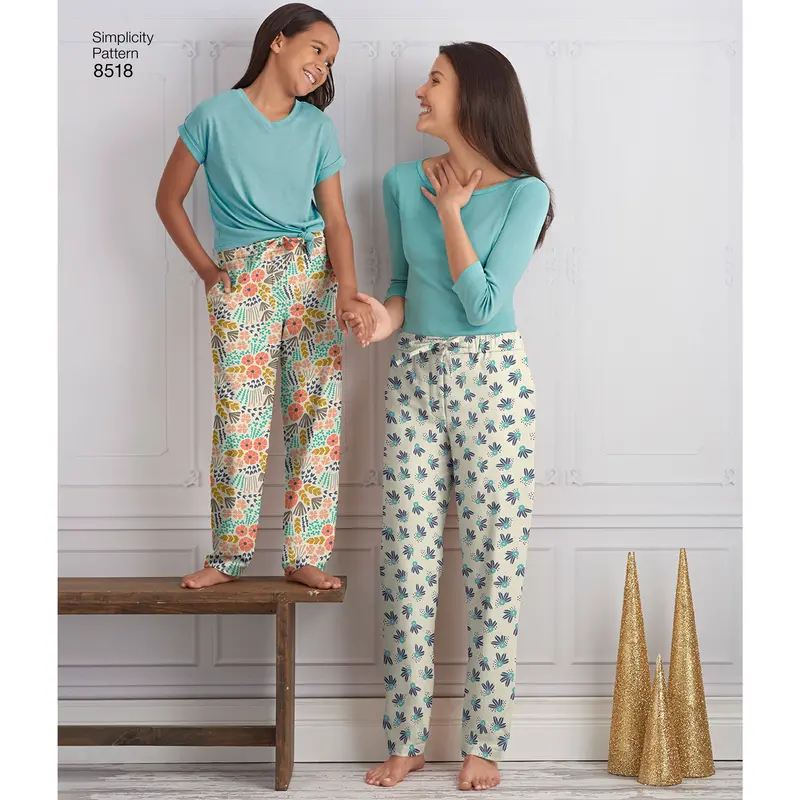 Simplicity Pattern 8518 Girls And Misses Slim- Fit Lounge Trousers 1