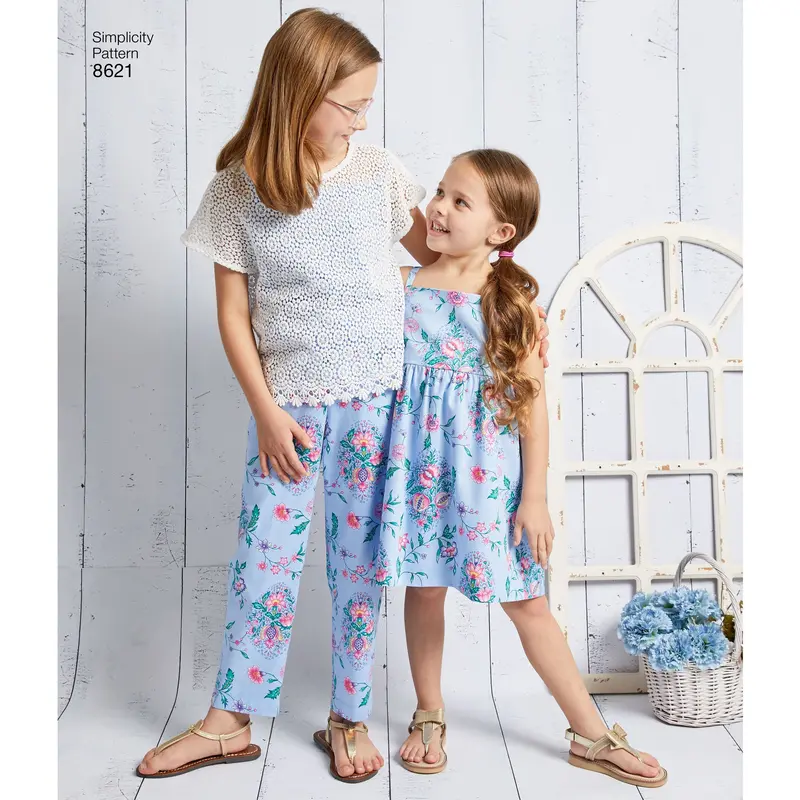 Simplicity Pattern 8621 Girls Dress Top Pants And Camisole 1