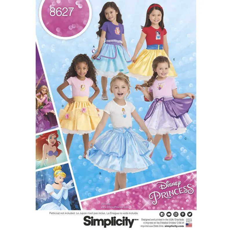 Simplicity Pattern 8627 Disney Princess Skirts For Children 2