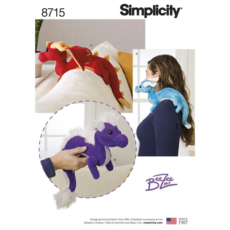 Simplicity Pattern 8715 Stuffed Toy Dragons 2