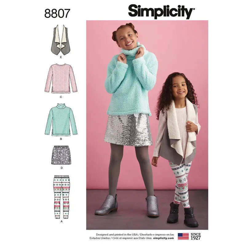 Simplicity Pattern 8807 Vest, Leggings, Mini Skirt And Sweate 2