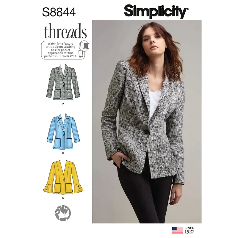 Simplicity Pattern 8844-Misses Miss Petite Unlined Blazer Pattern 2