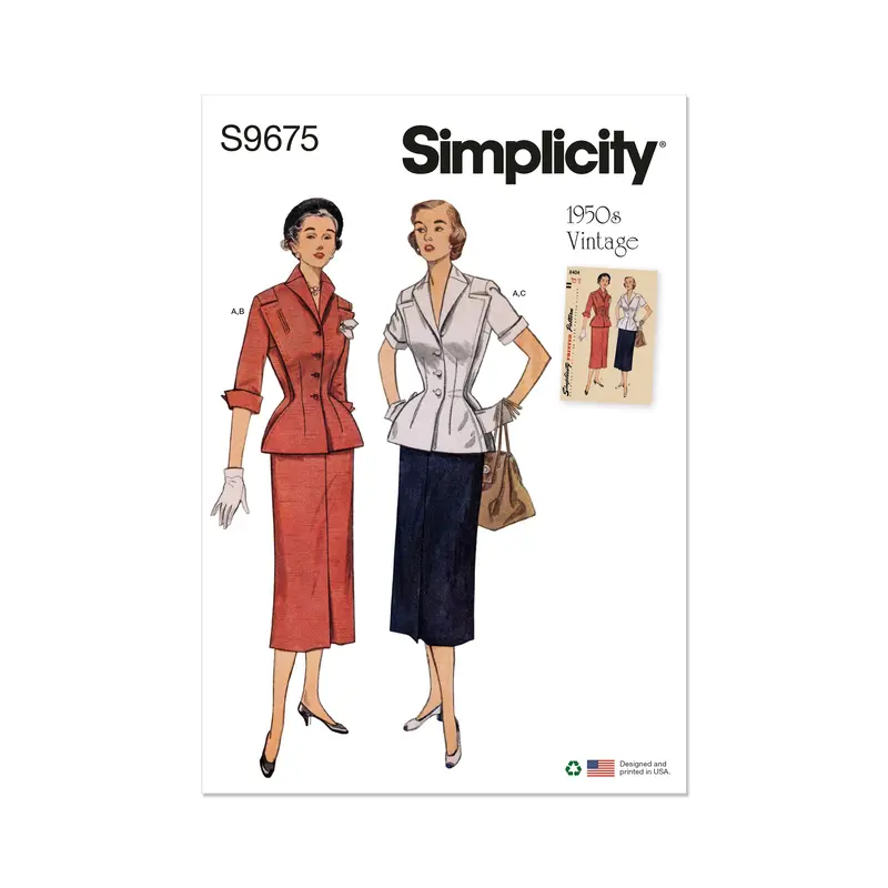 Simplicity Pattern 9675 Misses' Vintage Skirt And Jacket 1