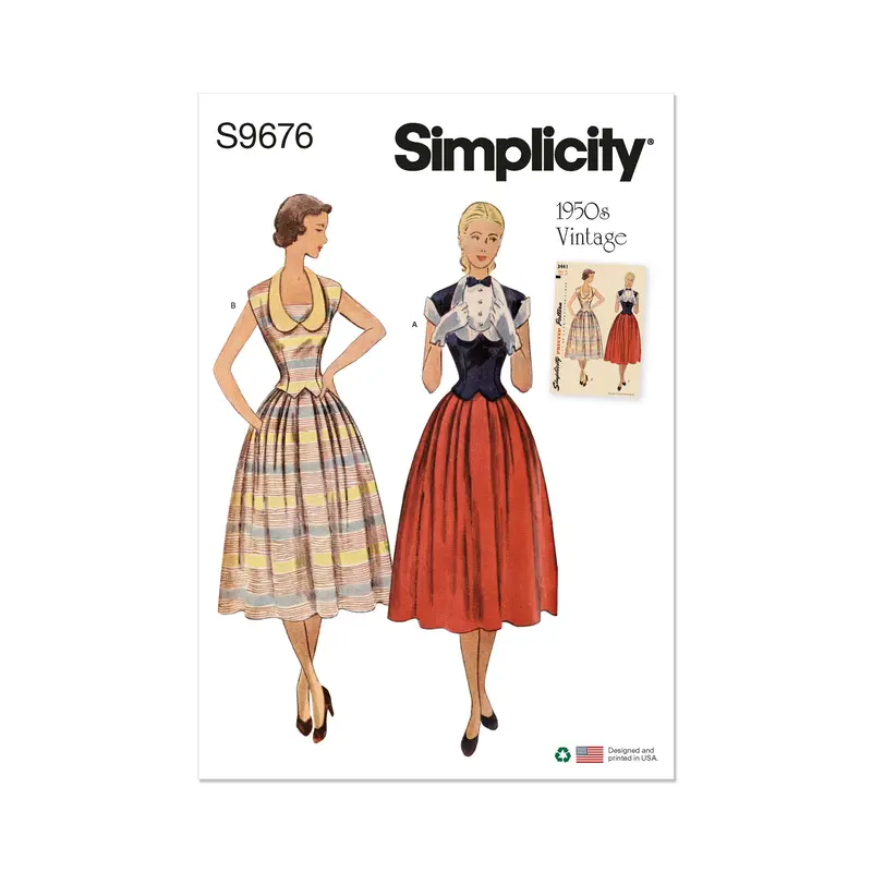 Simplicity Pattern 9676 Misses' Vintage Two-Piece Dresses 1