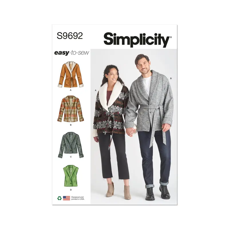 Simplicity Pattern 9692 Unisex Jacket, Waistcoat, And Belt 2