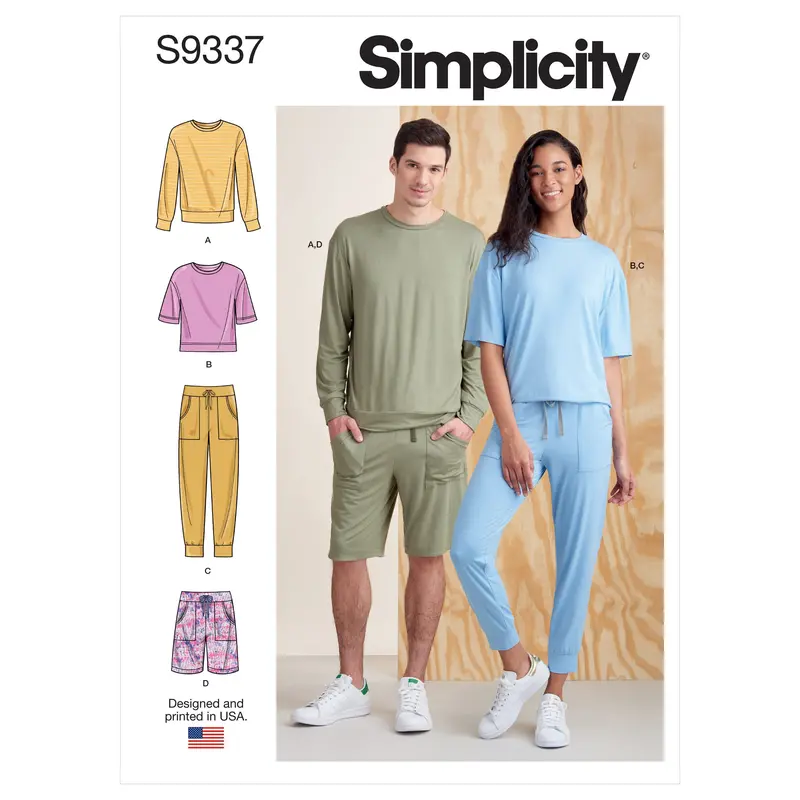 Simplicity Pattern S9337 Unisex Knits Only Tops, Pants And Shorts 2