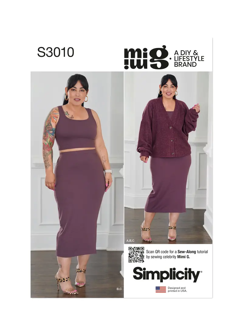 Simplicity Sewing Pattern 3010 Knit Cardigan, Tank Top And Skirt By Mimi G Style 2