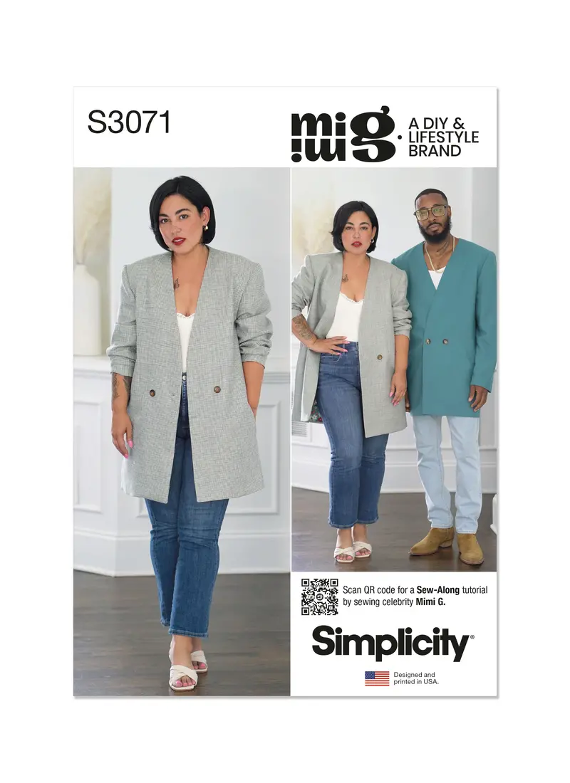 Simplicity Sewing Pattern 3071 Unisex Blazer By Mimi G Style 2