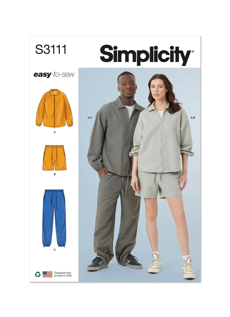 Simplicity Sewing Pattern 3111 Unisex Jacket, Shorts And Trousers 2