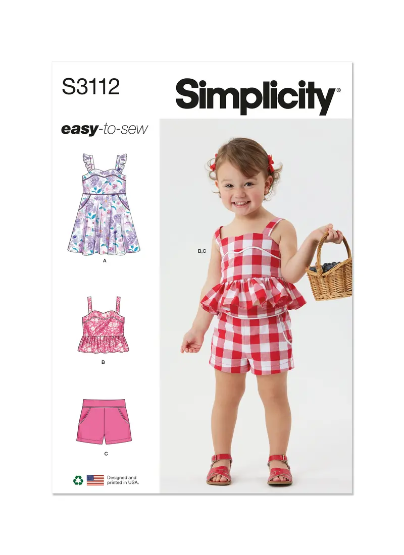 Simplicity Sewing Pattern 3112 Toddlers' Dress, Top And Shorts 2
