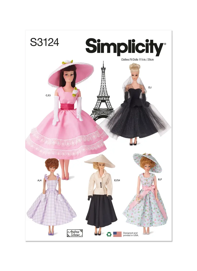 Simplicity Sewing Pattern 3124 Fashion Doll Clothes By Andrea Schewe 2