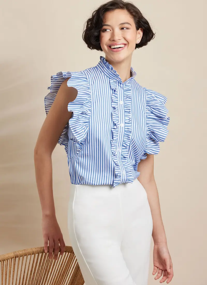 Simplicity Sewing Pattern 3134 Ruffled, Button-Front Top 1