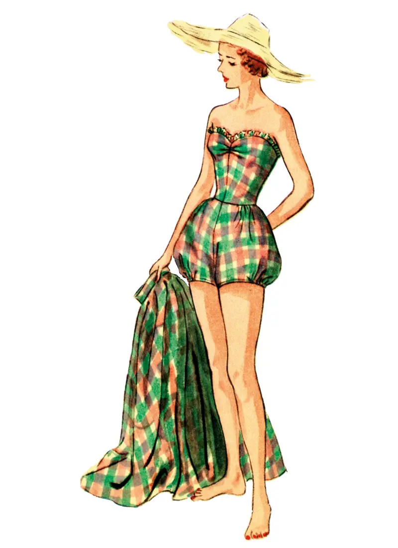 Simplicity Sewing Pattern 3151 Misses' 1950'S One Piece Bathing Suit And Skirt 2