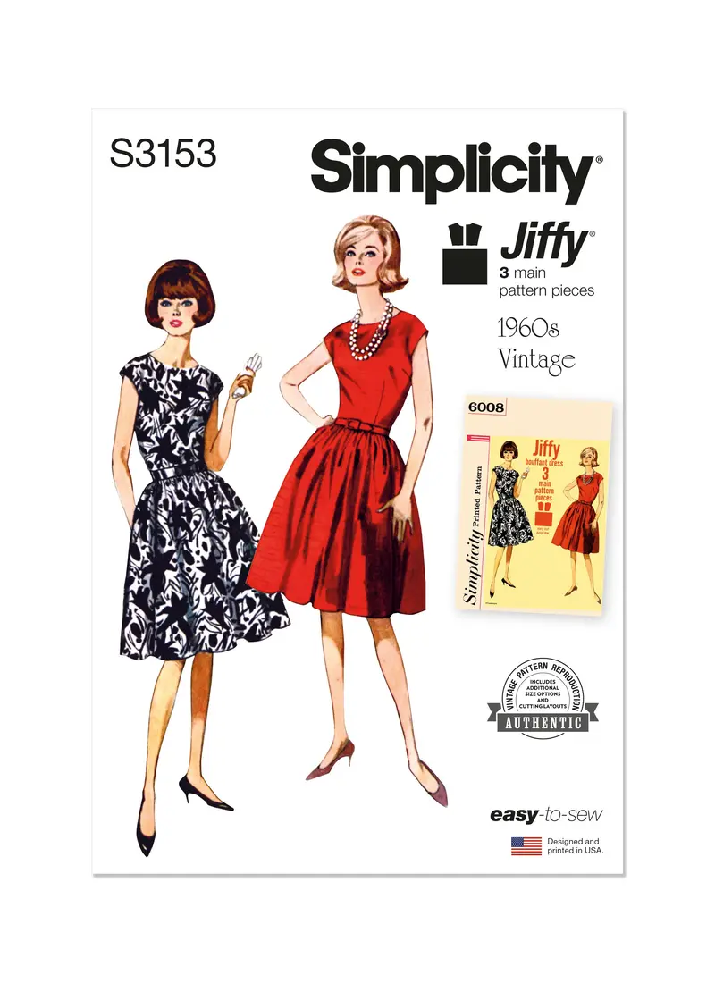 Simplicity Sewing Pattern 3153 Vintage 1960'S One Piece Jiffy Dress 1