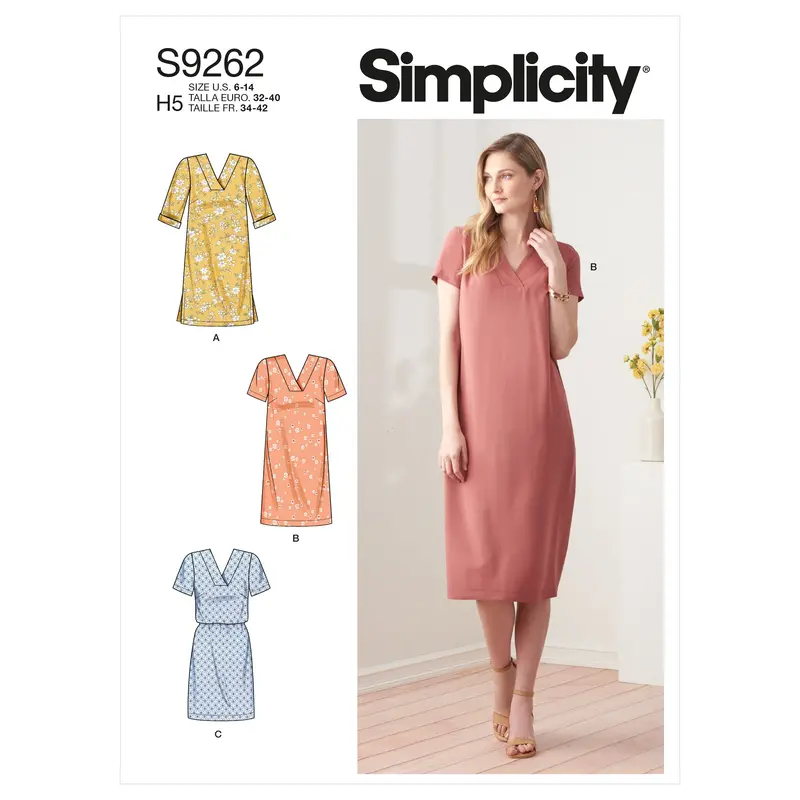 Simplicity Sewing Pattern 9262 V-Neckline Shift Dresses 2