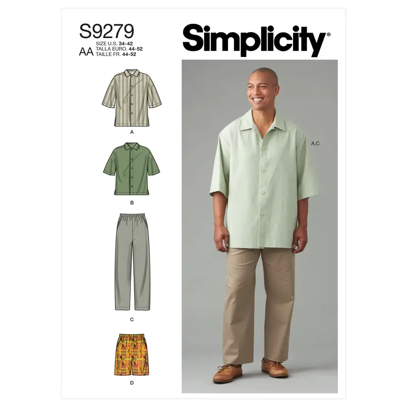Simplicity Sewing Pattern 9279 Men's Shirt, Pants And Shorts 2