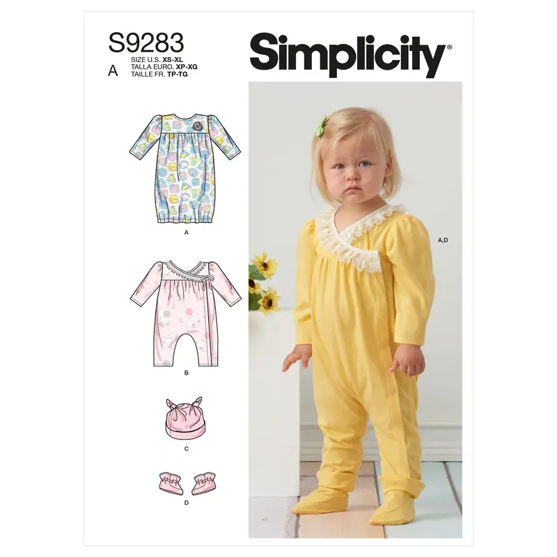 Simplicity Sewing Pattern 9283 Infants' Knit Gathered Gown And Jumpsuit 2