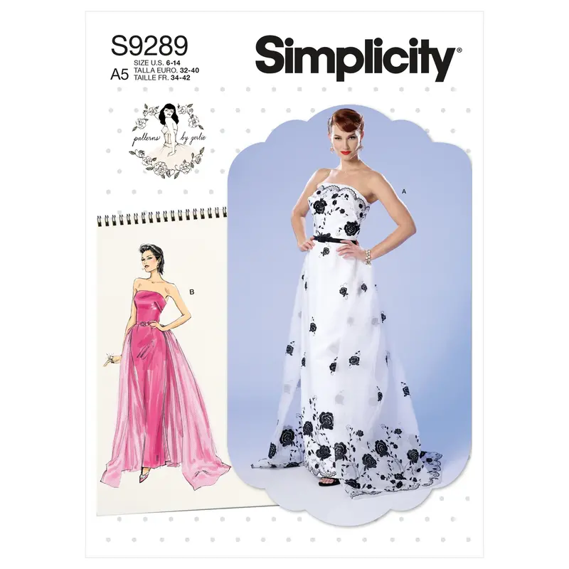 Simplicity Sewing Pattern 9289 Strapless Dress, Detachable Train And Belt 2