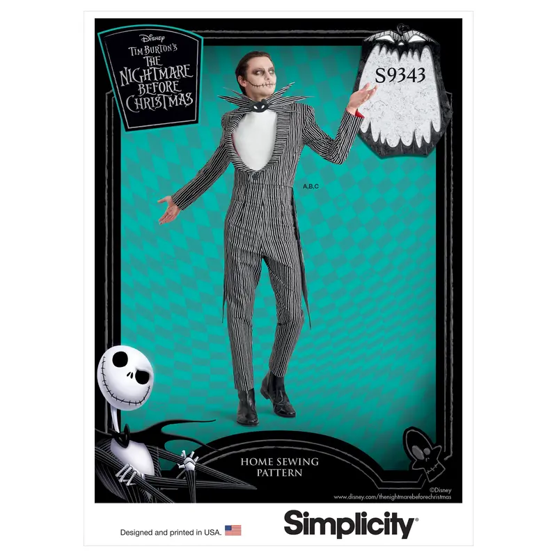 Simplicity Sewing Pattern 9343 Jack Skellington Costume And Face Mask 2