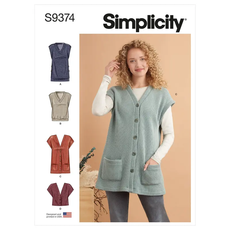 Simplicity Sewing Pattern 9374 Misses' Knit Vests 2