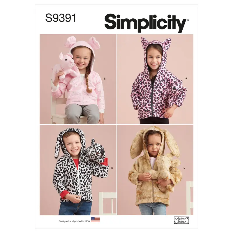 Simplicity Sewing Pattern 9391 Toddlers' Jackets And Small Plush Animals 2