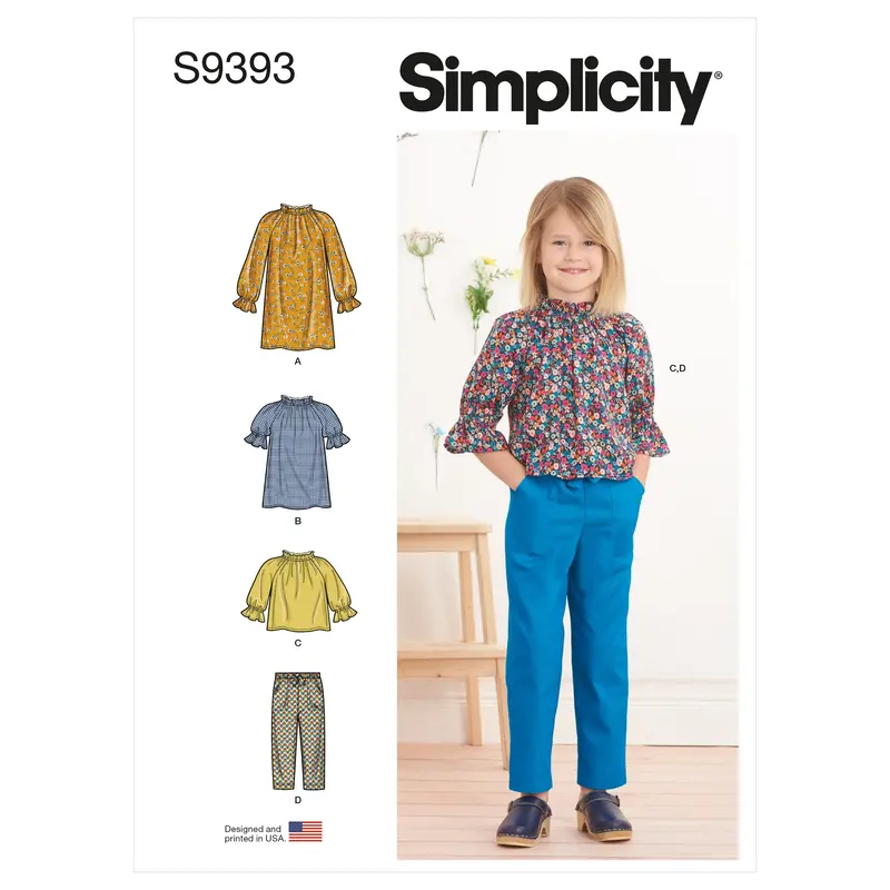 Simplicity Sewing Pattern 9393 Children's Dress, Tunic, Top And Pants 2