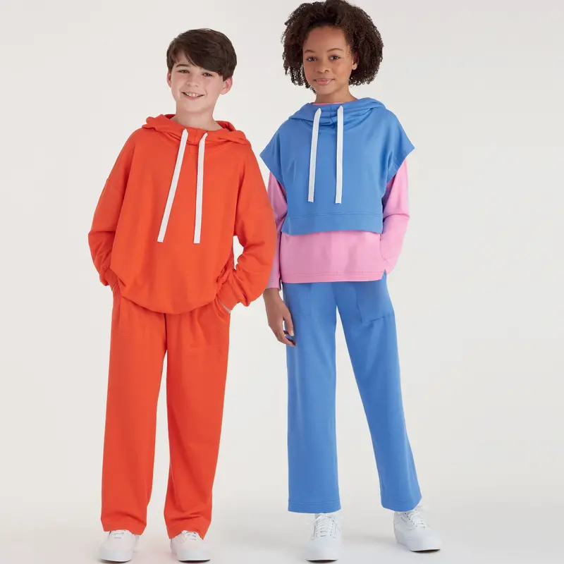 Simplicity Sewing Pattern 9394 Boys' And Girls' Oversized Knit Hoodies, Pants And Tops 1