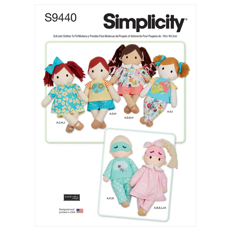 Simplicity Sewing Pattern 9440 Plush Dolls With Clothes 2