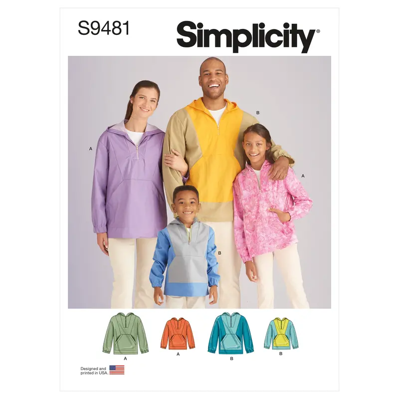 Simplicity Sewing Pattern 9481 Unisex Top Sized For Children, Teens, And Adults 1