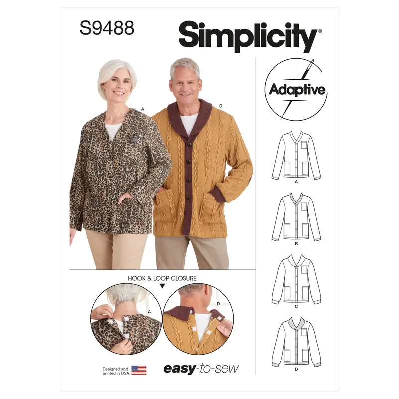 Simplicity Sewing Pattern 9488 Unisex Adaptive Cardigan 1