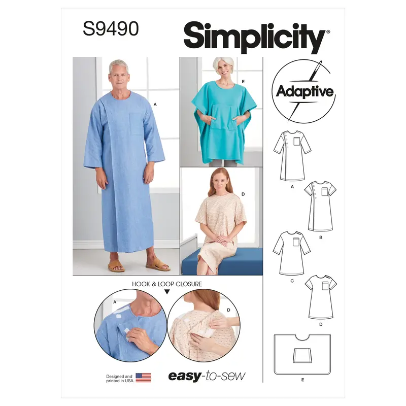Simplicity Sewing Pattern 9490 Unisex Recovery Gowns And Bed Robe 1