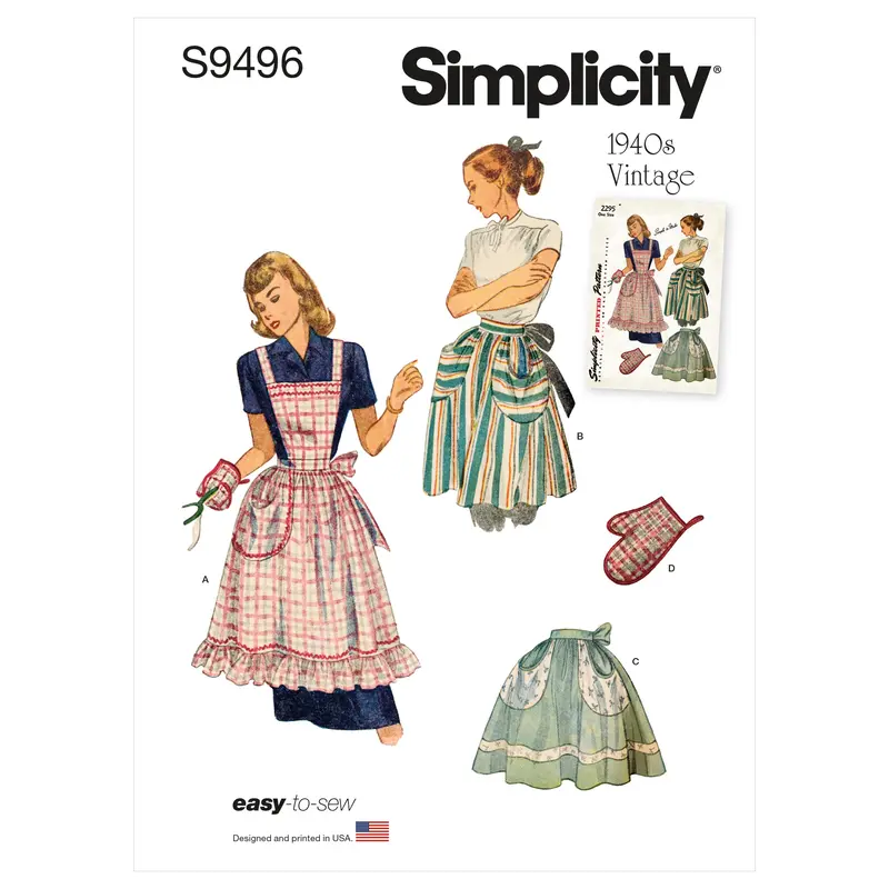 Simplicity Sewing Pattern 9496 Misses Vintage Apron 1