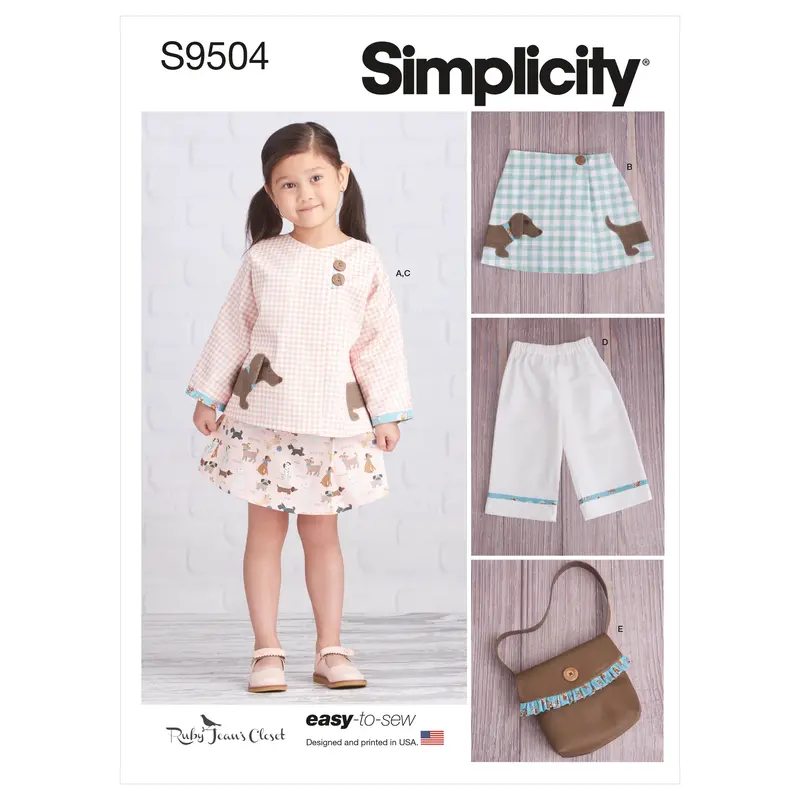 Simplicity Sewing Pattern 9504 Childrens Jacket, Skirt, Cropped Pants And Purse 1